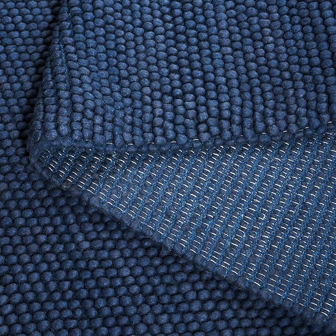 SAFAVIEH Area Rug 5x8 - Natura Collection - Navy & Blue, Handmade Wool Blend, Textured Design, Ideal for Living Room, Bedroom, Dining Space (NAT620M)
