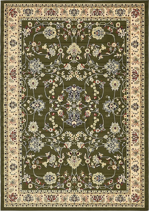 Unique Loom Sialk Hill Collection Area Rug - Washington (7' 1" x 10' Rectangle Green/Hunter Green)
