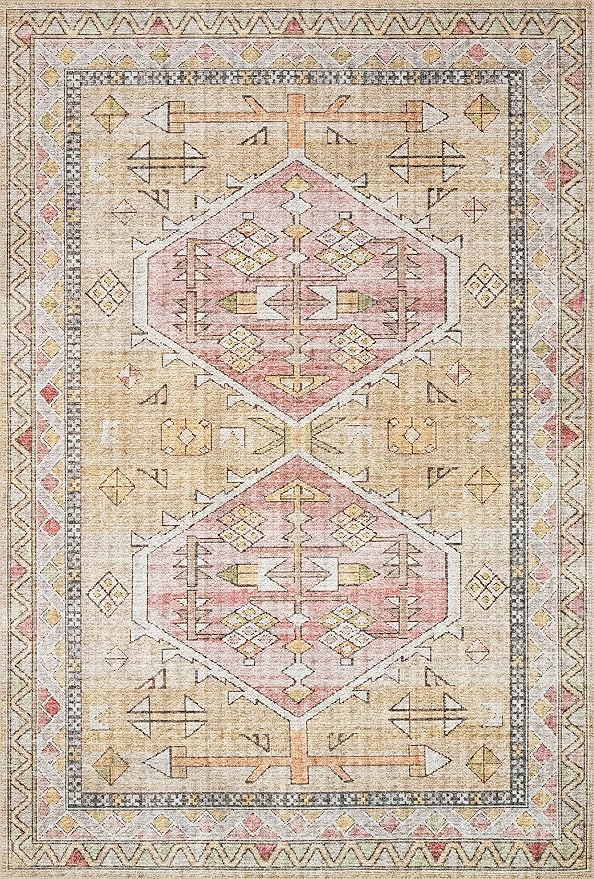 Loloi Skye Collection SKY-04 Gold/Blush 8'-0" x 8'-0" Round Area Rug