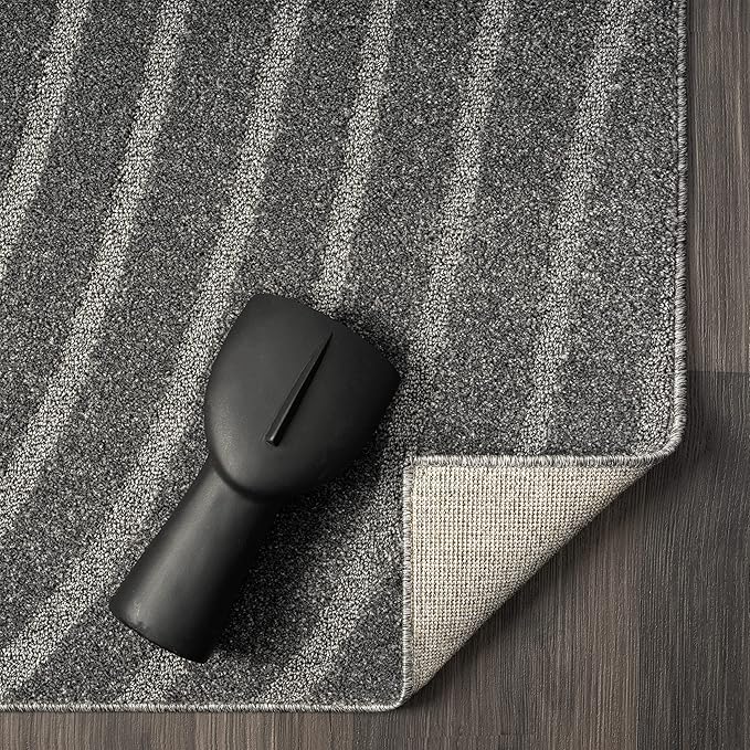 LUXE WEAVERS Modern Geometric Wave Anthracite 4x6 Area Rug
