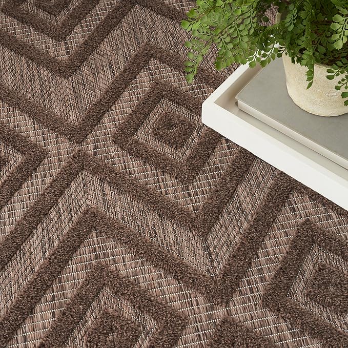Nourison Home Versatile Brown 4' x 6' Area Rug - Easy Clean, Non Shedding, Bed Room, Living Room, Dining Room, Kitchen (4' x 6')