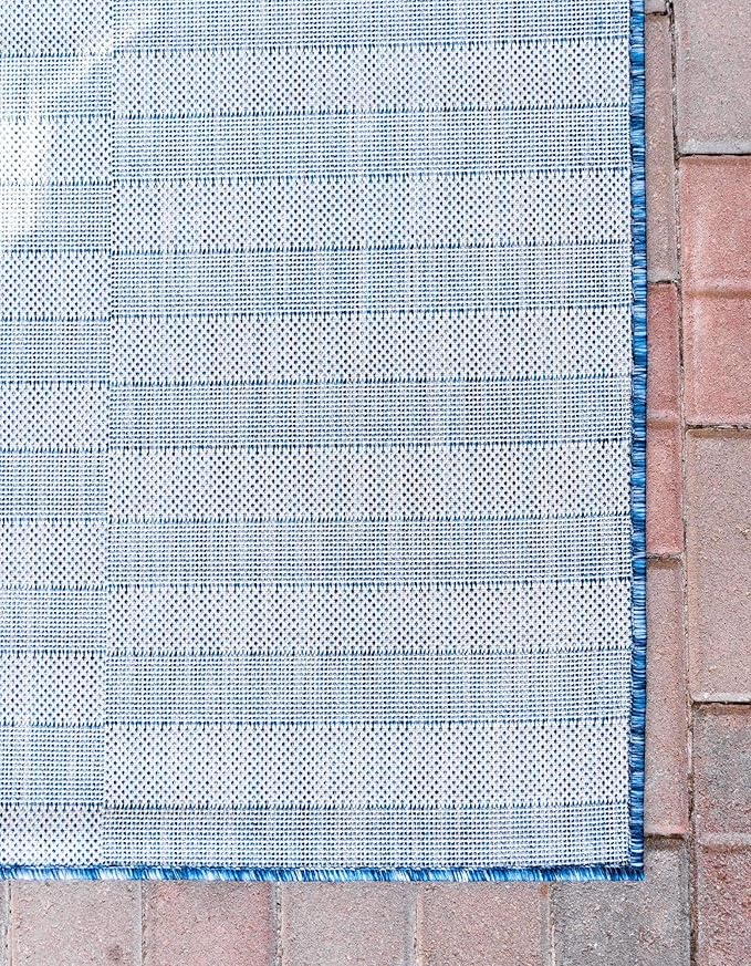 Unique Loom Outdoor Collection Classic Stripes, Transitional Indoor & Outdoor Area Rug, (8' 0 x 11' 0, Navy Blue/ Ivory