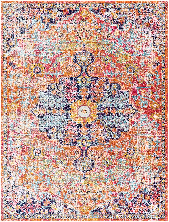 Livabliss Odelia Vintage Bohemian Area Rug,9' x 12'6",Pink/Orange