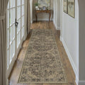 HUGEAR 2x8 Runner Rug Hallway Machine Washable Retro Brown Vintage Floral Low Pile Carpet Distressed Long Throw Rug Bedroom Office Bathroom Kitchen Laundry Non Slip Soft Lightweight