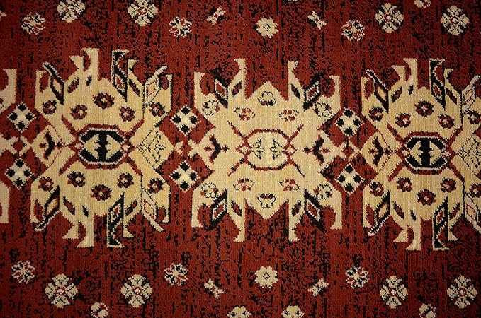 Unique Loom Taftan Collection Border Geometric Tribal Inspired Design Area Rug (2' 11 x 16' 5 Runner, Red/ Gold)