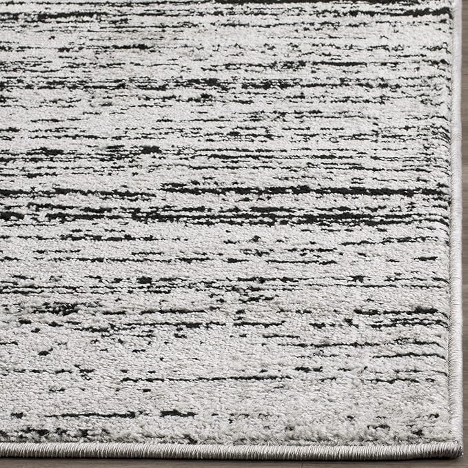 SAFAVIEH Adirondack Collection Area Rug - 8' Square, Silver & Black, Modern Ombre Design, Non Shedding & Easy to Clean, Ideal for Living Room, Bedroom, Office, Dining Space (ADR113A)