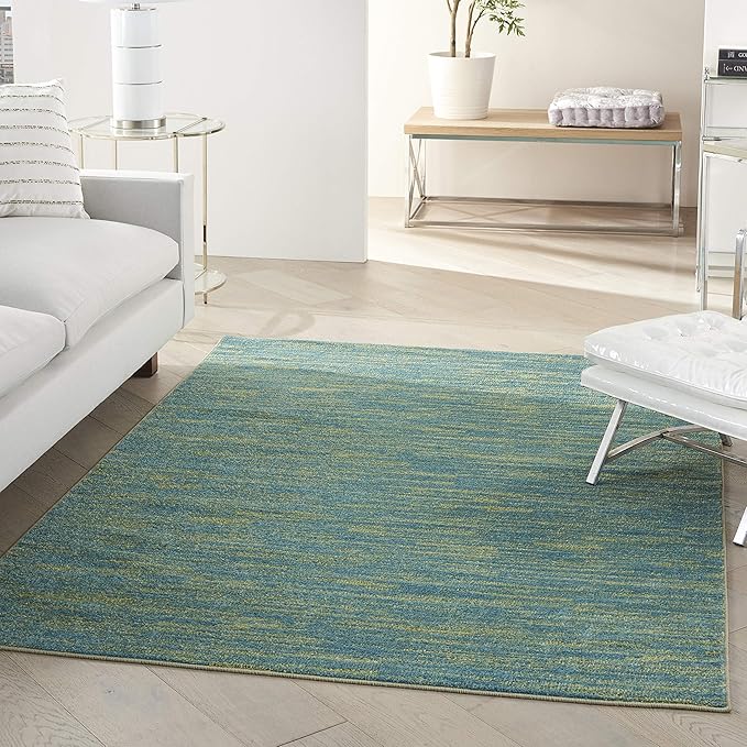 Nourison Home Nourison Essentials Blue Green 4' x 6' Area Rug - Easy Clean, Non Shedding, Bed Room, Living Room, Dining Room, Kitchen (4' x 6')