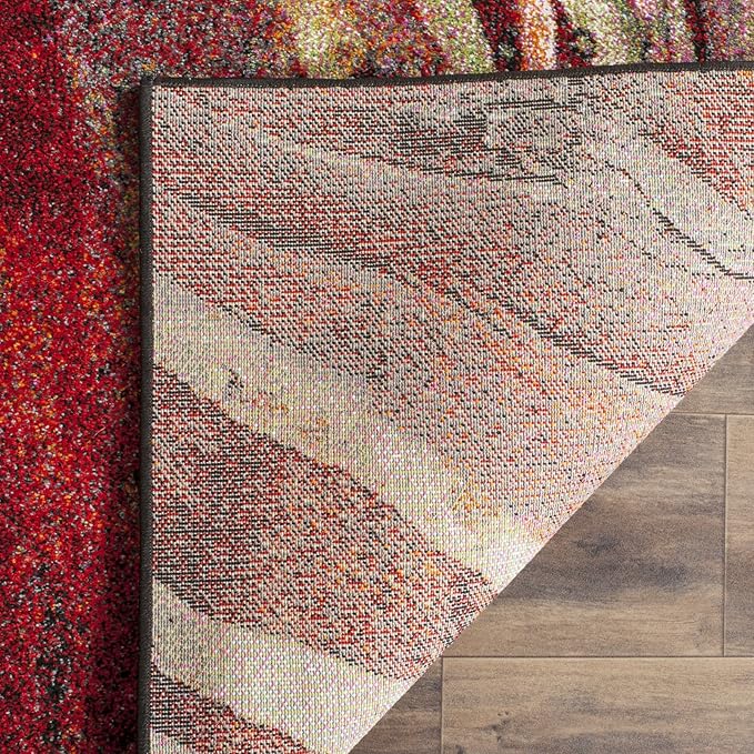 SAFAVIEH Glacier Collection 2'7" x 5' Red / Multi GLA126A Modern Abstract Non-Shedding Living Room Bedroom Area Rug