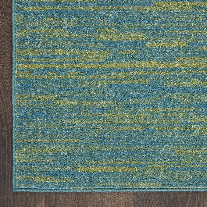 Nourison Home Nourison Essentials Blue Green 2'2" x 7'6" Area Rug - Easy Clean, Non Shedding, Bed Room, Living Room, Dining Room, Kitchen (8' Runner)