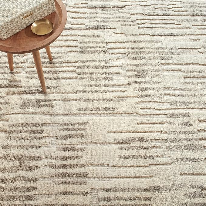 Dash & Albert Hicks Natural Hand Knotted Wool Rug, Runner-2.5 X 8 Feet, Ivory Geometric Pattern - Premium Luxury Hotel Quality Soft Breathable Hypoallergenic Machine Washable Easy Care All Season