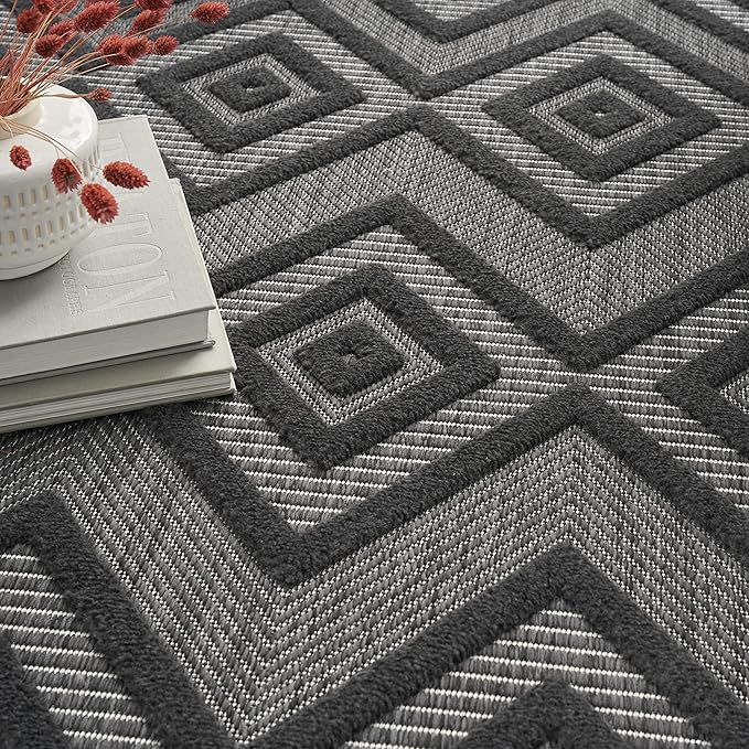 Nourison Home Versatile Charcoal Black 4' x 6' Area Rug - Easy Clean, Non Shedding, Bed Room, Living Room, Dining Room, Kitchen (4' x 6')