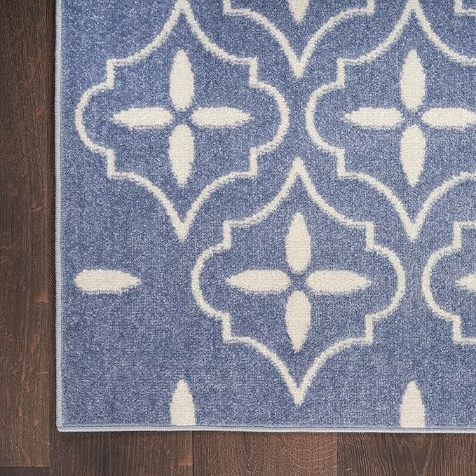 Nourison Home Nourison Essentials Blue Ivory 6' x 9' Area Rug - Easy Clean, Non Shedding, Bed Room, Living Room, Dining Room, Kitchen (6' x 9')