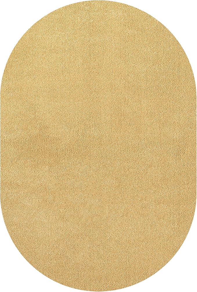 JONATHAN Y Haze Solid Low-Pile Mustard 6x9 Oval Indoor Area Rug, Coastal,Bohemian,Minimalist,Classic, Easy-Cleaning for Living Room,Bedroom,Kitchen,Pet Friendly,Non-Shedding (SEU100B-6OV)