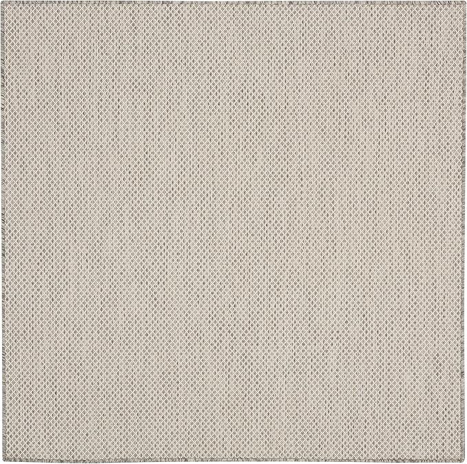 Nourison Home Courtyard Ivory Silver 4' x Square Area Rug - Easy Clean, Non Shedding, Bed Room, Living Room, Dining Room, Kitchen (4' x Square)