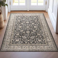 Well Woven Asha Rome Black 3'3" x 5' Area Rug - Oriental Floral Pattern, Easy Clean, Floor-Friendly Backing - for Living Room, Bedroom, and Dining Room