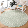 SAFAVIEH Adirondack Collection Area Rug - 4' Round, Green & Ivory, Modern Diamond Distressed Design, Non-Shedding & Easy Care, Ideal for High Traffic Areas in Living Room, Bedroom (ADR131Y)