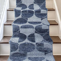 Well Woven Custom Size Hallway & Stair Runner- Harlow Harmony Blue 27 Inches Wide x 65 Feet Long Runner (27" x 65') Runner Rug - Modern Geometric Pattern, Ultra-Soft, Easy-Clean