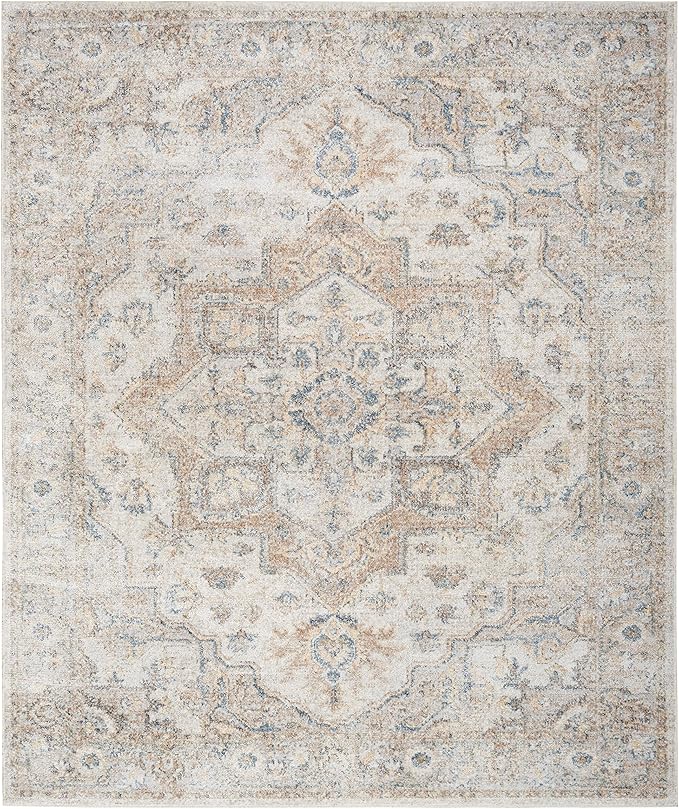 Nourison Home Astra Machine Washable Silver Grey 7'10" x 10' Area Rug - Easy Clean, Non Shedding, Bed Room, Living Room, Dining Room, Kitchen (8' x 10')