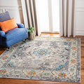 SAFAVIEH Monaco Collection Area Rug - 8'8" Square, Grey & Light Blue, Boho Chic Medallion Distressed Design, Non-Shedding & Easy Care, Ideal for High Traffic Areas in Living Room, Bedroom (MNC243G)