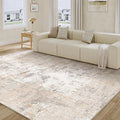 7x10 Washable Area Rug Beige Grey Abstract Living Room Bedroom Throw Rug Neutral Modern Non Slip Soft Low Pile Lightweight Indoor Carpet for Dining Room Office