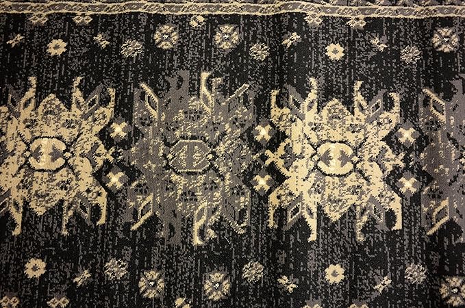 Unique Loom Taftan Collection Border Geometric Tribal Inspired Design Area Rug (2' 11 x 16' 5 Runner, Black/ Gray)