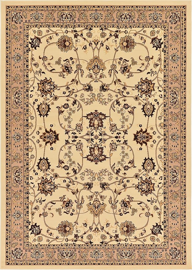 Unique Loom Sialk Hill Collection Area Rug - Washington (7' 1" x 10' Rectangle Ivory/Black)