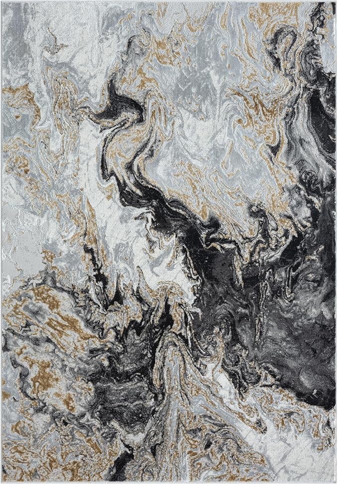 LUXE WEAVERS Marble Swirl Abstract Area Rug, Smoke 4x5