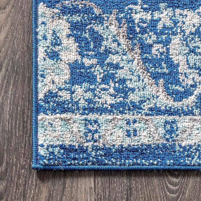 JONATHAN Y Boho Vintage Cream/Blue Indoor Area Rug, 8x10, Bohemian Flair Medallion, Floral Easy-Cleaning High Traffic for Living Room, Bedroom, Kitchen, Pet-Friendly, Non-Shedding (BMF106B-8)