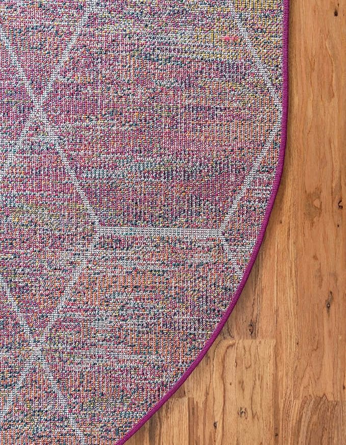 Unique Loom Trellis Frieze Collection Area Rug - Geometric (5' x 8' Oval, Multi/ Ivory)