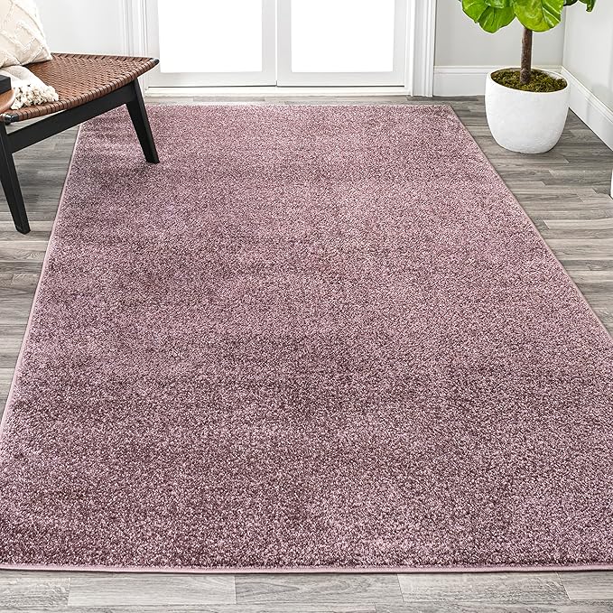 Eyely UES100R-9 Supersoft Haze Solid Low-Pile Indoor Area Rug Casual;Contemporary;Solid;Traditional, Bedroom, Kitchen, Living Room, Easy-Cleaning, Non-Shedding, 9 X 12, Light Purple