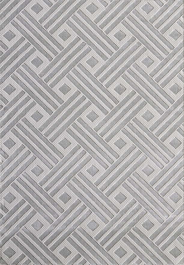 Abani Modern Grey Geometric Striped Chevron 5'3" x 7'6" Area Rug Rugs Nova Collection - Eclectic Pattern Accent Rug