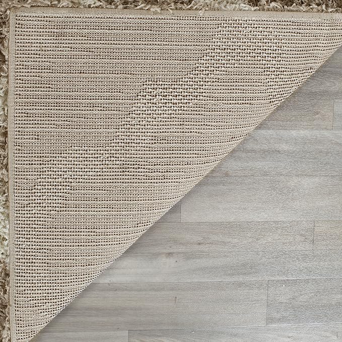 SAFAVIEH Dallas Shag Collection Area Rug - 8'6" x 12', Beige & Ivory, Trellis Design, Non-Shedding & Easy Care, 1.5-inch Thick Ideal for High Traffic Areas in Living Room, Bedroom (SGD257D)