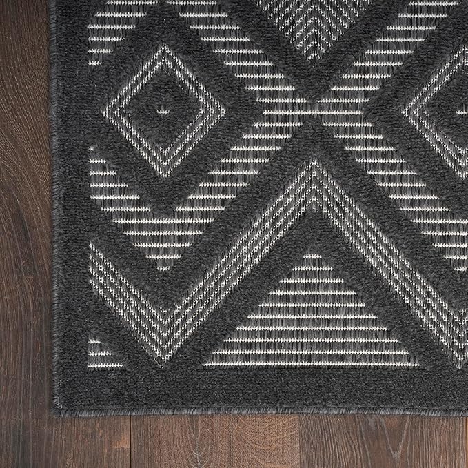 Nourison Home Versatile Charcoal Black 7' x 10' Area Rug - Easy Clean, Non Shedding, Bed Room, Living Room, Dining Room, Kitchen (7' x 10')