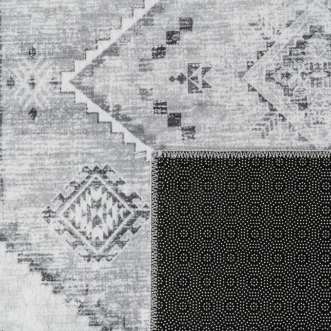 Paco Home Oriental Area Rug with Faded Vintage Look in Grey, Size: 7'10" x 11'2"