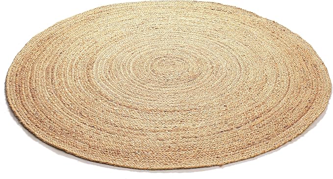 Savi Home Jute Area Rug Handwoven - 8 feet Round- Natural - Rustic Vintage Beige Braided Reversible Rug- Eco Friendly Rugs for Farmhouse, Bedroom, Kitchen, Living Room.