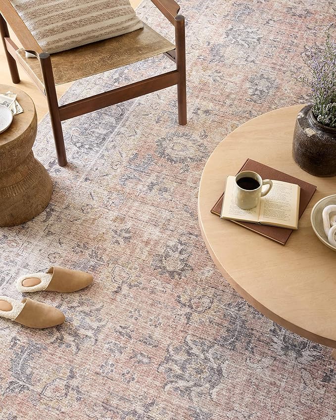 Loloi Skye Collection SKY-01 Blush/Grey 7' x 9' Oval Area Rug