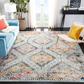 SAFAVIEH Madison Collection Area Rug - 3' Square, Blue & Yellow, Boho Diamond Distressed Design, Non-Shedding & Easy Care, Ideal for High Traffic Areas in Living Room, Bedroom (MAD418K)