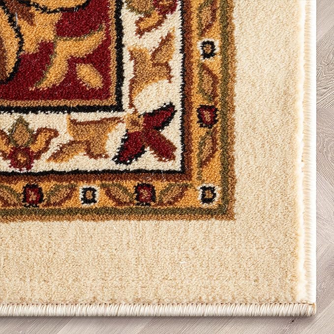 Well Woven Barclay Collection Medallion Kashan Ivory 4x5 Area Rug - for Entryways, Small Bedrooms, Living Rooms