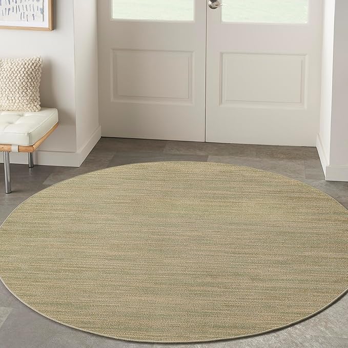 Nourison Home Nourison Essentials Green Gold 6' x Round Area Rug - Easy Clean, Non Shedding, Bed Room, Living Room, Dining Room, Kitchen (6' x Round)