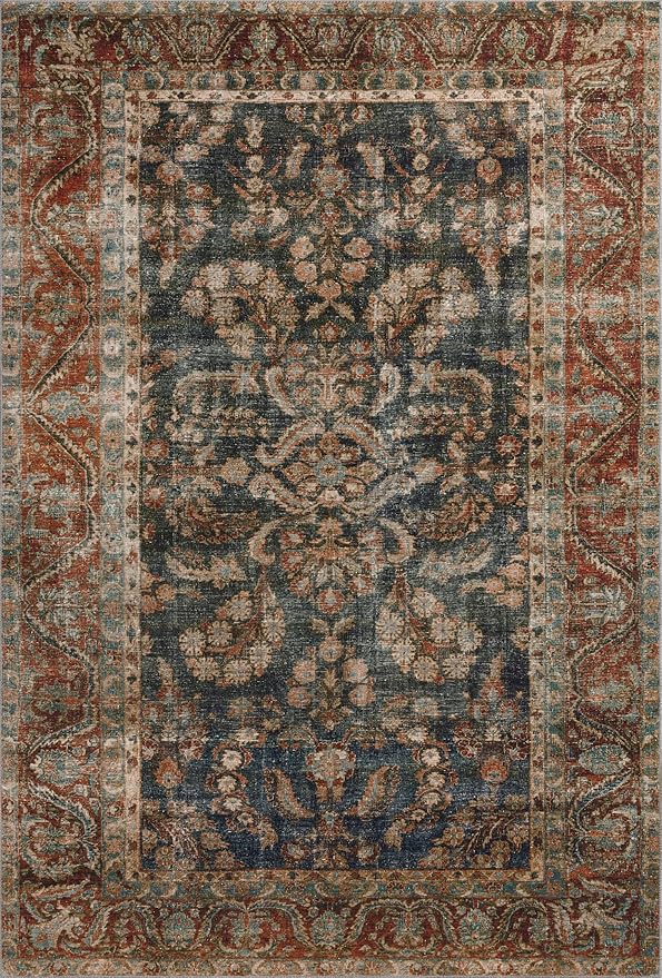 Loloi Chris Loves Julia Jules Collection JUL-10 Ocean/Spice 2'-3" x 3'-9", .13" Pile Height, Area Rug