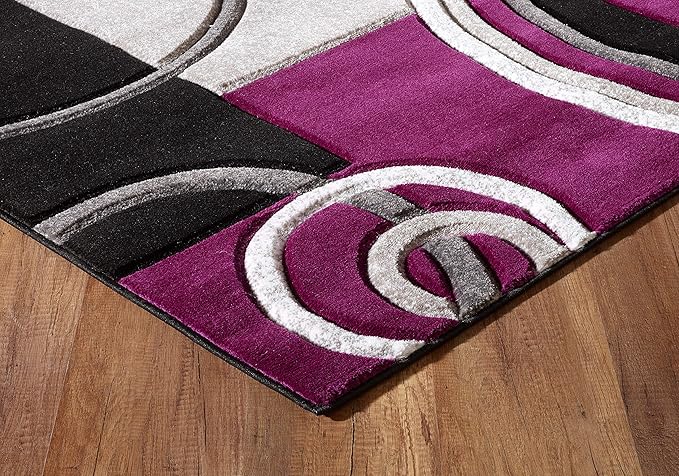 GLORY RUGS Area Rug Modern 8x10 Purple Soft Hand Carved Contemporary Floor Carpet with Premium Fluffy Texture for Indoor Living Dining Room and Bedroom Area