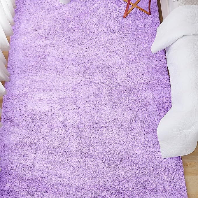 Andency 6x9 Area Rugs Purple,Large Shag Fluffy Soft Shaggy Rugs for Living Room Bedroom, Non-Slip Thick Plush Carpet for Kids Girls and Boys, Dorm Nursery Home Decor Aesthetic