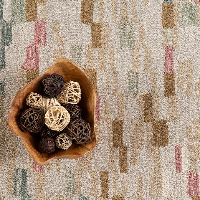 Dash & Albert Ashmore Multi Hand Micro Hooked Wool Rug, 2 X 3 Feet, Multicolored Geometric Pattern