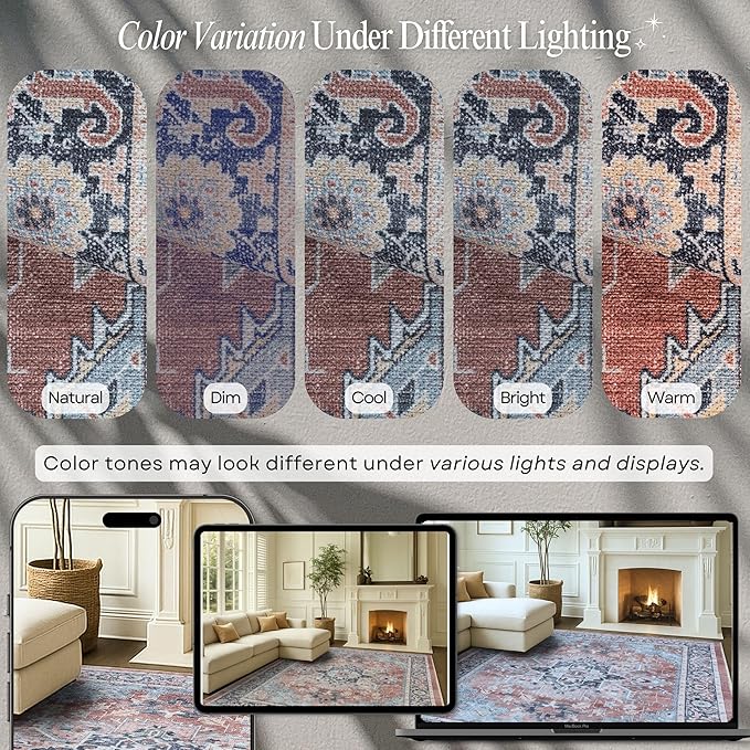 Fame Rugs Turkish Rug. Washable Vintage Oriental Antique Inspired Traditional Doormat Small Modern Area Rugs Luxury Entryway Entry Bedroom Bathroom Kitchen (401TB, 2' x 3')