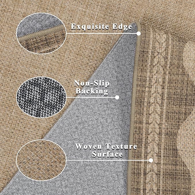 Scalloped Easy Jute Entryway Rug 2x3 Indoor Outdoor Front Door Mat Washable Non Slip Farmhouse Neutral Low Pile Small Rug for Entryway Proch Kitchen