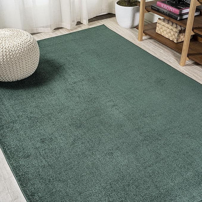 Eyely UES100L-3 Supersoft Haze Solid Low-Pile Indoor Area Rug Casual;Contemporary;Solid;Traditional, Bedroom, Kitchen, Living Room, Easy-Cleaning, Non-Shedding, 3 X 5, Emerald