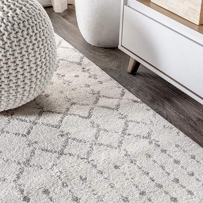 JONATHAN Y Boho Vintage Diamond Cream/Gray Square Area Rug 8X8 ft, Moroccan Hype for Living Room, Bedroom, Kitchen, Office, Easy-Cleaning, High Traffic, Pet-Friendly, Non-Shedding (MOH101B-8SQ)