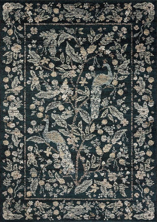 Loloi Rifle Paper Co. Laurel Collection LAU-05 Navy/Multi 2'-8" x 4' Accent Rug