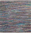 SAFAVIEH Rag Rug Collection Area Rug - 4' Square, Rust & Multi, Handmade Boho Stripe Cotton, Ideal for High Traffic Areas in Living Room, Bedroom (RAR121E)