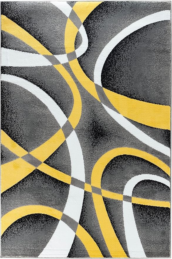 GLORY RUGS Area Rug Modern 5x7 Yellow Soft Contemporary Floor Carpet for Indoor Living Dining Room and Bedroom Area